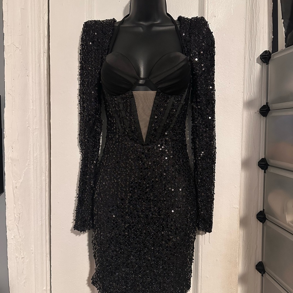 Elegant Black Sequin Dress